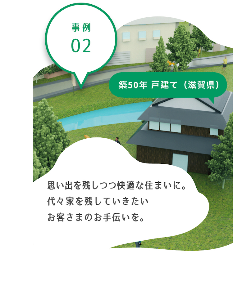 事例02 築50年 戸建て(滋賀県) 思い出を残しつつ快適な住まいに。代々家を残していきたいお客さまのお手伝いを。