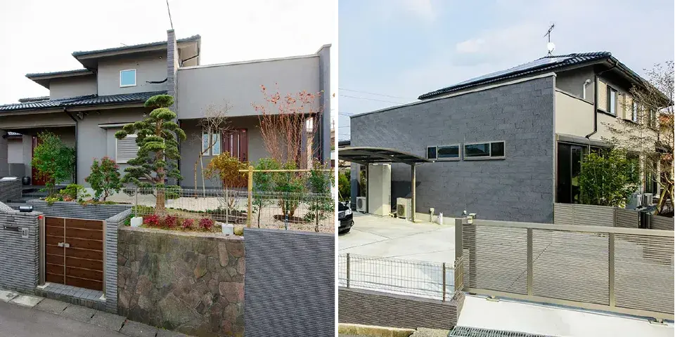 既存と増築部分を溶け込ませる、スタイリッシュな外壁1