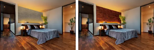 １面の壁にウッドタイルを使って施工したイメージ画像3