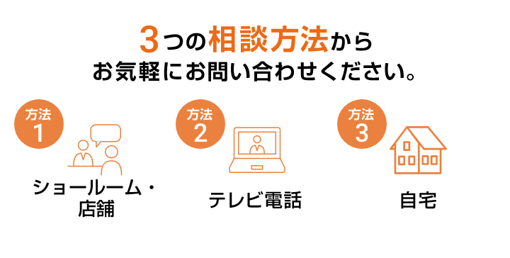 3つの相談方法からお気軽にお問い合わせください。