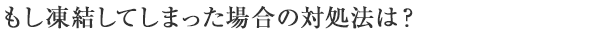 もし凍結してしまった場合の対処法は？