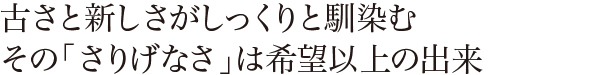 古さと新しさがしっくりと馴染む　その「さりげなさ」は希望以上の出来